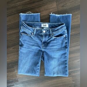 PAIGE Amber Straight Leg Women's Blue Jeans 26 Raw Hem Stretch